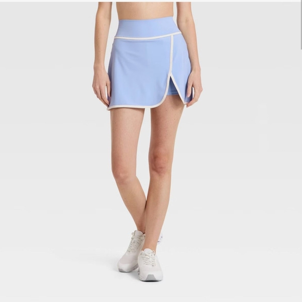 JoyLab Women's Piped Active Skort  Periwinkle Blue/Cream